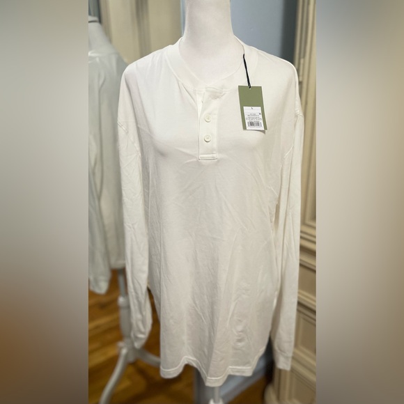 New Goodfellow & Co Men's Long Sleeve Textured Henley Shirt. White Size Large - Picture 1 of 4